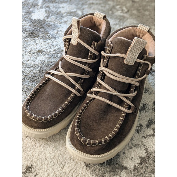 Hey Dude Wendy Sox Boots Women's Brown Suede Lace Up Ankle Boots Size you - Picture 3 of 10